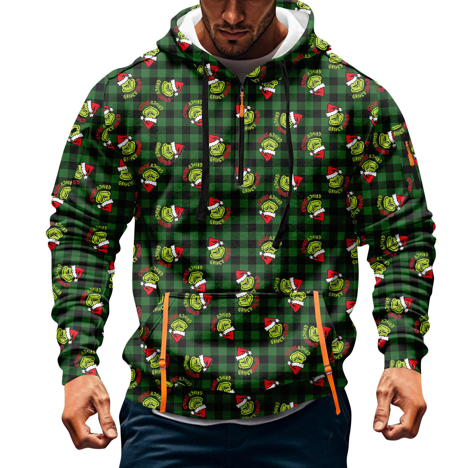 

Мужская толстовка с капюшоном на молнии до середины, повседневная спортивная с рождественским принтом M