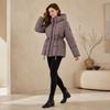 Autumn and winter new fashion belt drawstring thick hooded cotton clothes women's winter coat black coffee gray pink