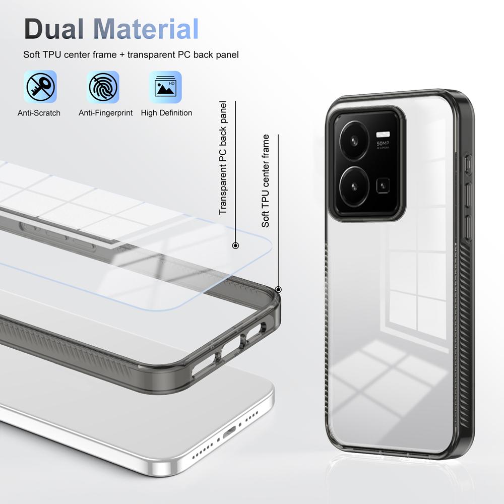 KEYSION Transparent Phone Case for VIVO Y35 Y22 Y22S Soft TPU+PC Anti-slip HD Clear Shockproof Phone Back Cover for VIVO Y22 Y35