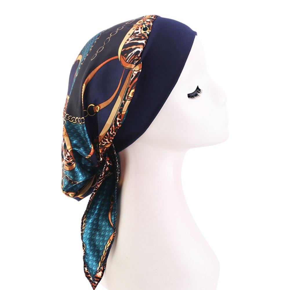 Fashion Printed Pre-Tie Headscarf Elastic Headwear Head Wrap Hair Loss Cover Stretch Bandana
