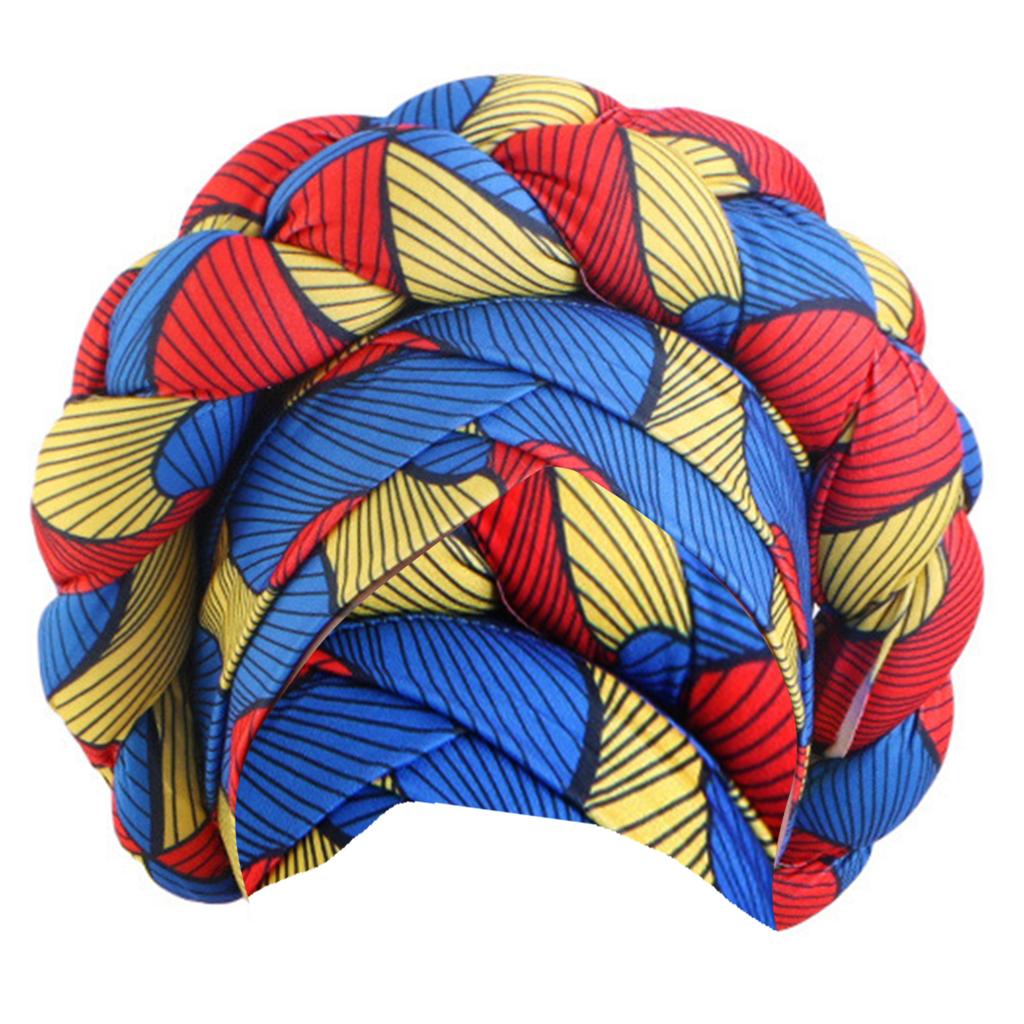 African Braided Headwrap High Skull Turban Cap Flower Printed Hijab Head Scarf for Music Festival Theme Event Oversized