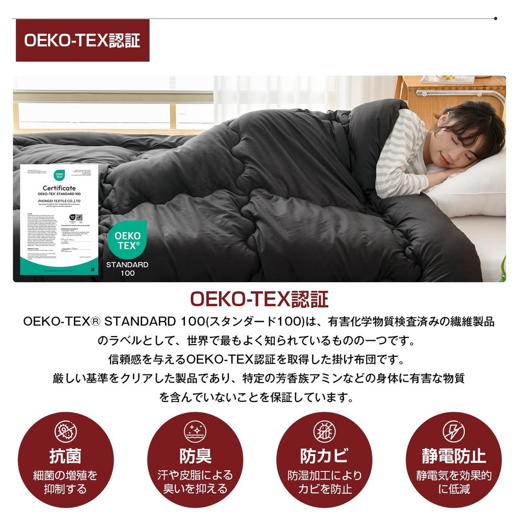 Matdeco Single Ink Black Ink SEK Hygiene Odor Dust Mite Suitable for and Winter Comforter, (12-Grid), 150x210cm, Black, 1.6kg, 1.6kg, Washable,