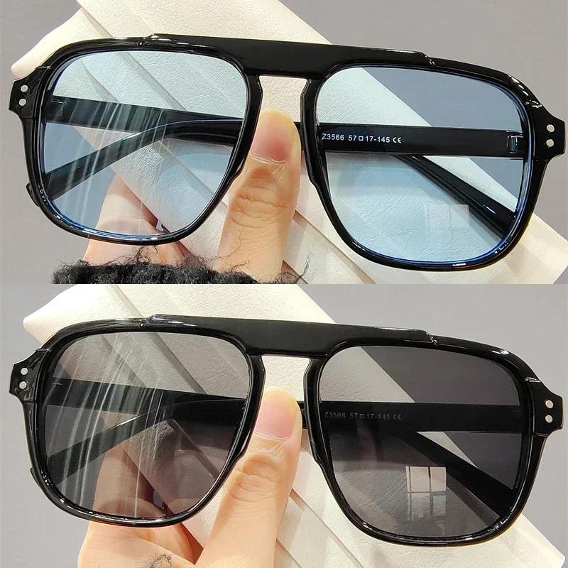 2 Pairs Square Pilot Sunglasses Men Fashion Oversized Korean Style Outdoor Shades Women Trendy Simple Solid Color Sun Glasses