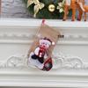 Sacchetto regalo calza di Natale media con decorazione di Babbo Natale e Pupazzo di Neve