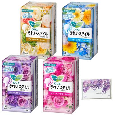 Pack of 144 Sheets In Laurier Kirei Style Vaginal Sheet Romantic Rose Relaxing Floral Fresh Floral Precious Bouquet 4 Scents X 36 Sheets Each Pocket
