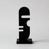 Wooden Facial Profile Decor with Rectangular Base Modern Geometric Cutout