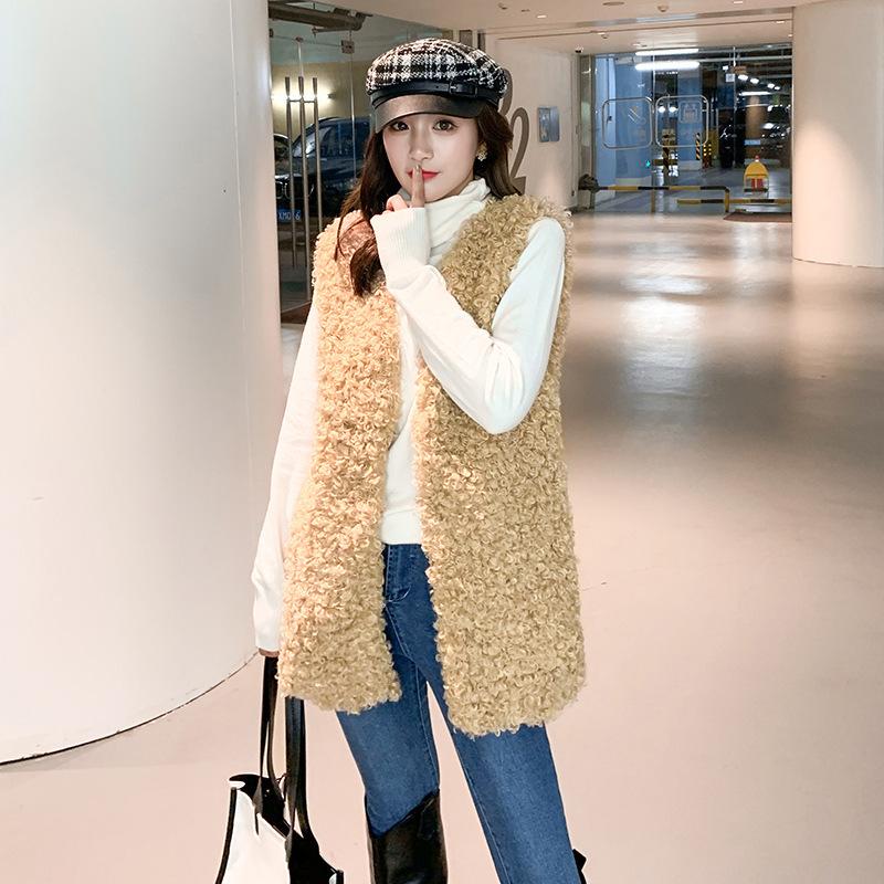 

Реальное фото, новый жилет из овечьей шерсти на осень и зиму, женский меховой жилет из стриженой кудрявой шерсти, пушистая куртка one size fits all хаки