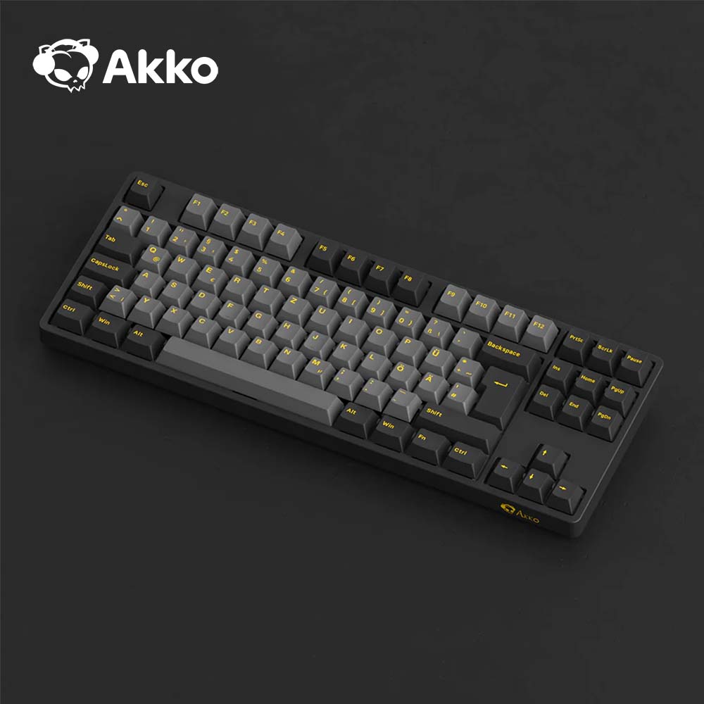Akko Schwarz & Gold 5087S ISO DE Layout Kabelgebundenes Tenkeyless Mechanisches Keyboard