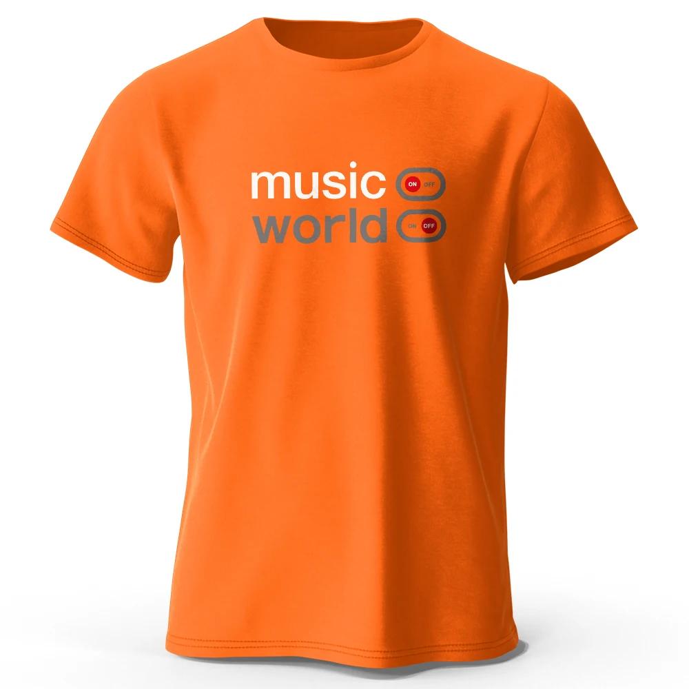 Music World Printed T-shirt Pure Cotton Classic Funny Pattern T-shirt Men's and Women's Breathable Leisure Summer Top t shirt