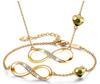 Golden Infinity Gift Set with Cubic Zirconia - Necklace and Bracelet - 925 Silver - 24k Gold-plated - Rose Gold