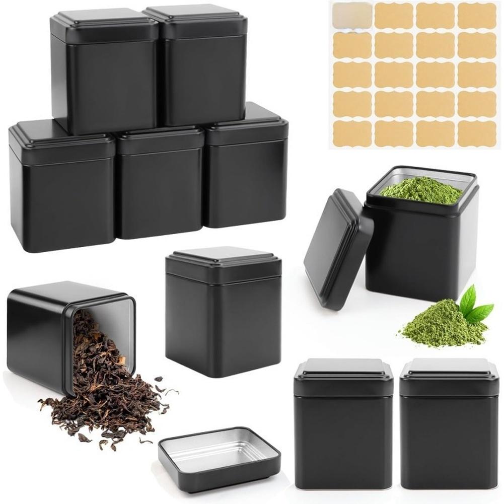 

10 Pieces Japanese Style Tea Container Set with 20 Label Stickers Airtight Brushed Metal Stackable Storage for China Mainland