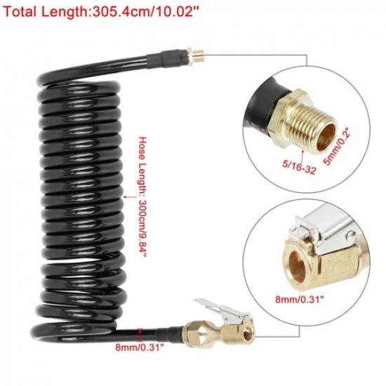 Universal Air Compressor Tire Hose with Locking Air Chuck 0.31" X 9.84'