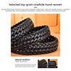 Meimeier Handmade woven leather belt - men's genuine top grain cowhide casual retro pin buckle belt