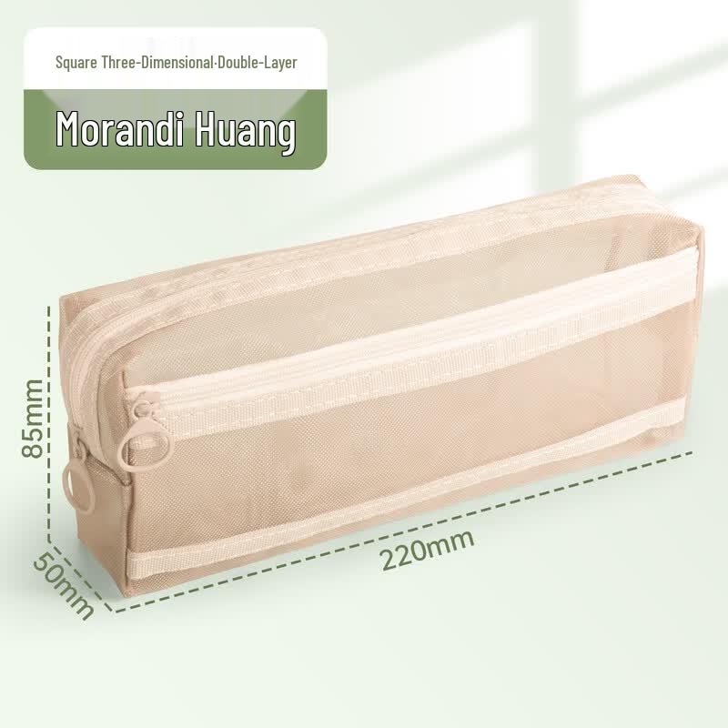 Morandi Color Double-Layer Mesh Pencil Case