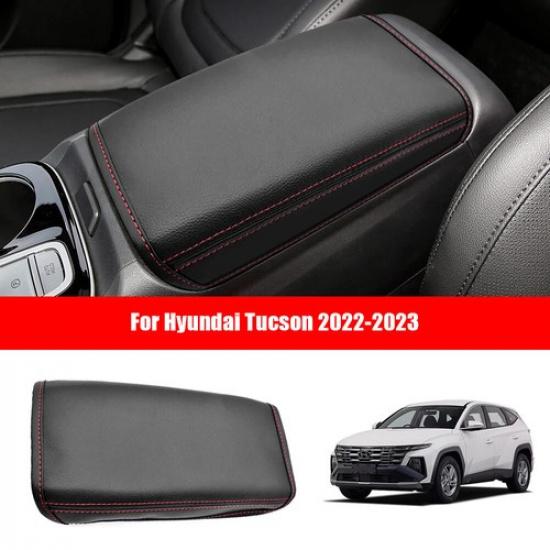 For Hyundai Tucson Armrest Cushion Pad Console PU Leather Cover Black