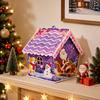 Freestanding Wooden Christmas Art Craft, Multicolored Decorative Project for Creating Pitched-Roof Seasonal Display