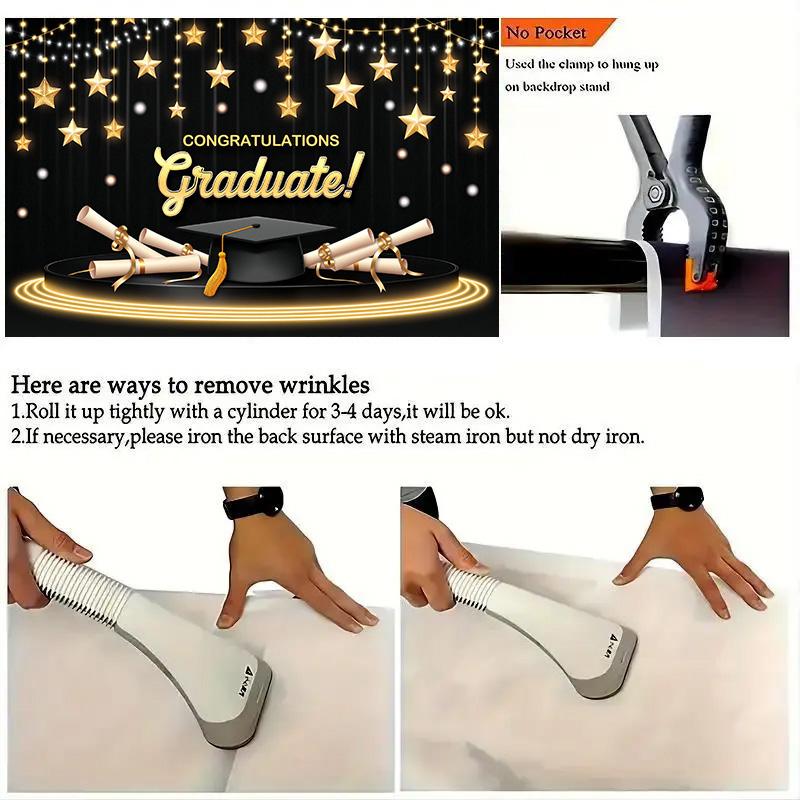 Studentfest Banner med Studentmössa&Examensbevis&Stjärna Design, Bakgrund för Hemträdgårdsfiranden, Studentfest Dekoration