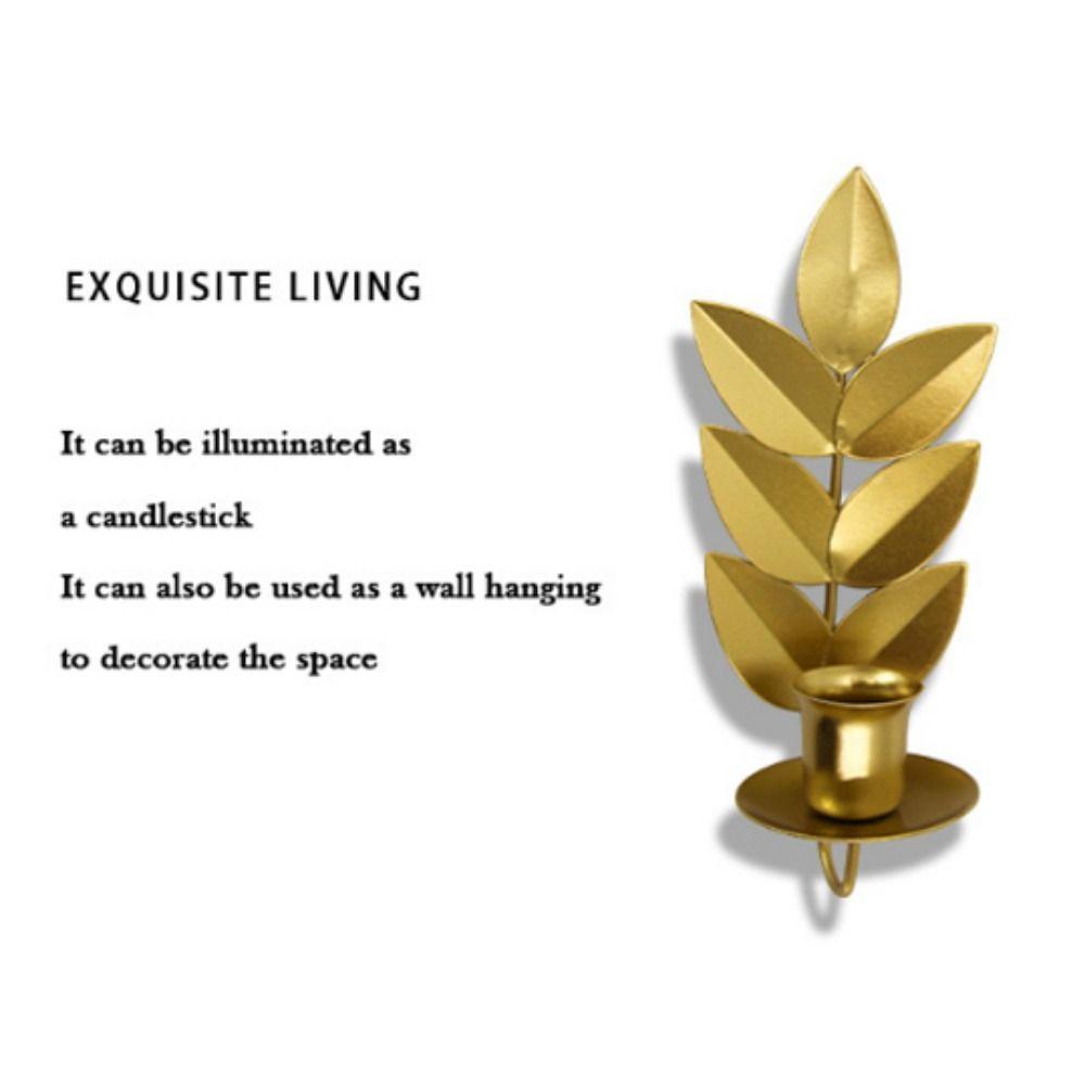 Nierdzewny Stojak na Świecę Liść Pszenicy Dekoracyjny Żelazny Wiszący Świecznik Dekoracja Domu