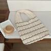 Wavy Polyester Knit Tote Bag for Women Oversized Handheld Shoulder Shopping Purse