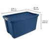 Extra Large Storage Bin, 34 Gallon Plastic Storage Container with Latch Lid, Blue