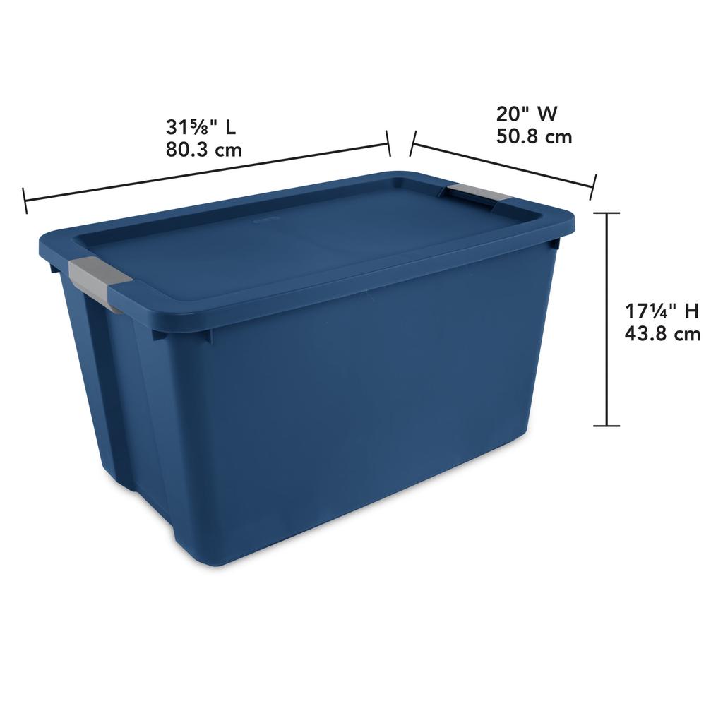 Extra Large Storage Bin, 34 Gallon Plastic Storage Container with Latch Lid, Blue
