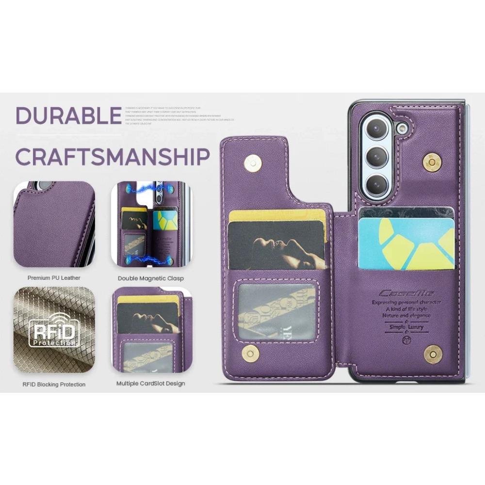 Luksuriøst magnetisk lommebokstativ i skinn til Samsung Galaxy Z Fold 6 5 4 3 Holder Kortlomme Støtsikkert Fullbeskyttelsesdeksel