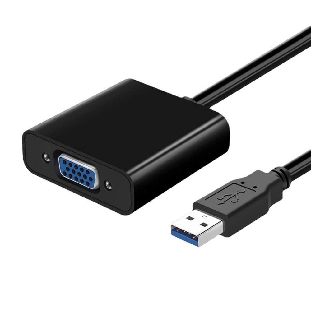 

USB 3.0 to VGA Adapter Plug and Play Converter Cable 1080p HD Video Output for Laptop PC Monitor чёрный