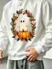 Men's Graphic Print Crew Neck Sweatshirt, Cute Aesthetic Streetwear Pattern,Casual Outdoor Apparel 100% Cotton Printed Long-Sleeve Crew Neck Pullover