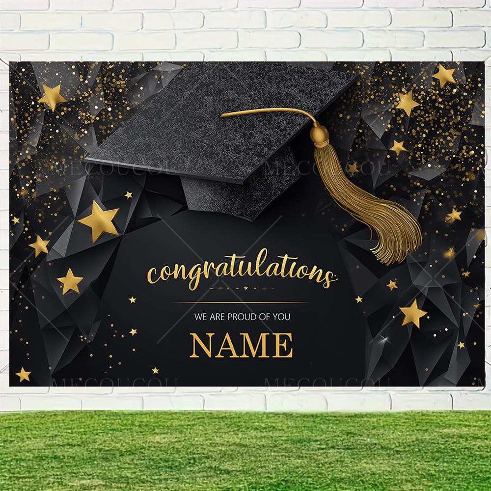 Graduate Themed Banner Customized Student Outdoor Garden Party Decorations Provided Portrait Photography Background Studio Props
