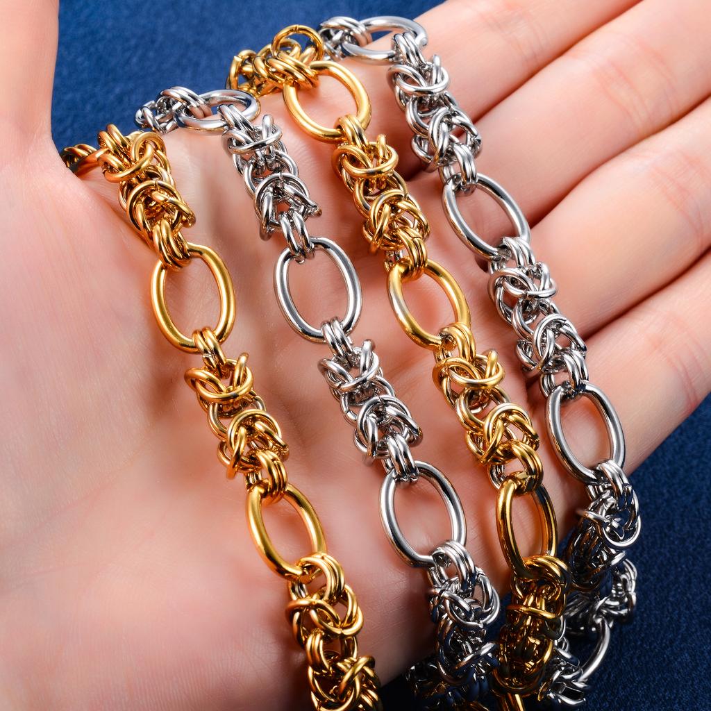 10mm Chunky Stainless Steel Link Big Oval Chain Knot Necklace for Women Men Punk Hiphop Boy Gold Color Choker Metal Jewelry