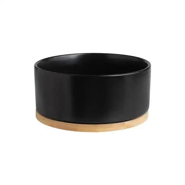350ml Pet Control Water Feeder,Thermal Cat Water Electric Wood Bowl,With Bowl,With Thermostatic Base,Heating Ceramic Heated