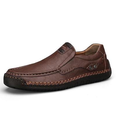Chaussures décontractées en cuir véritable faites à la main pour hommes, mocassins confortables et respirants, chaussures plates d'affaires, chaussures de conduite