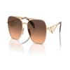Prada Temple Letter Logo Pilot Style Sunglasses Unisex Couple Style Gold