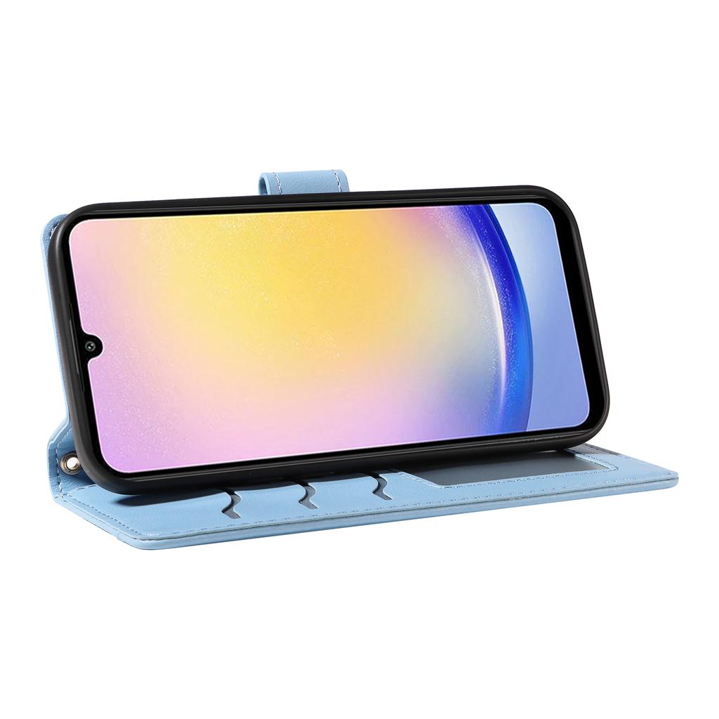 For Samsung Galaxy A25 5G (Global) (161.0 X 76.5 X 8.3mm) Case Wallet Rhombus Leather Phone Cover with Shoulder Strap,Wrist Strap