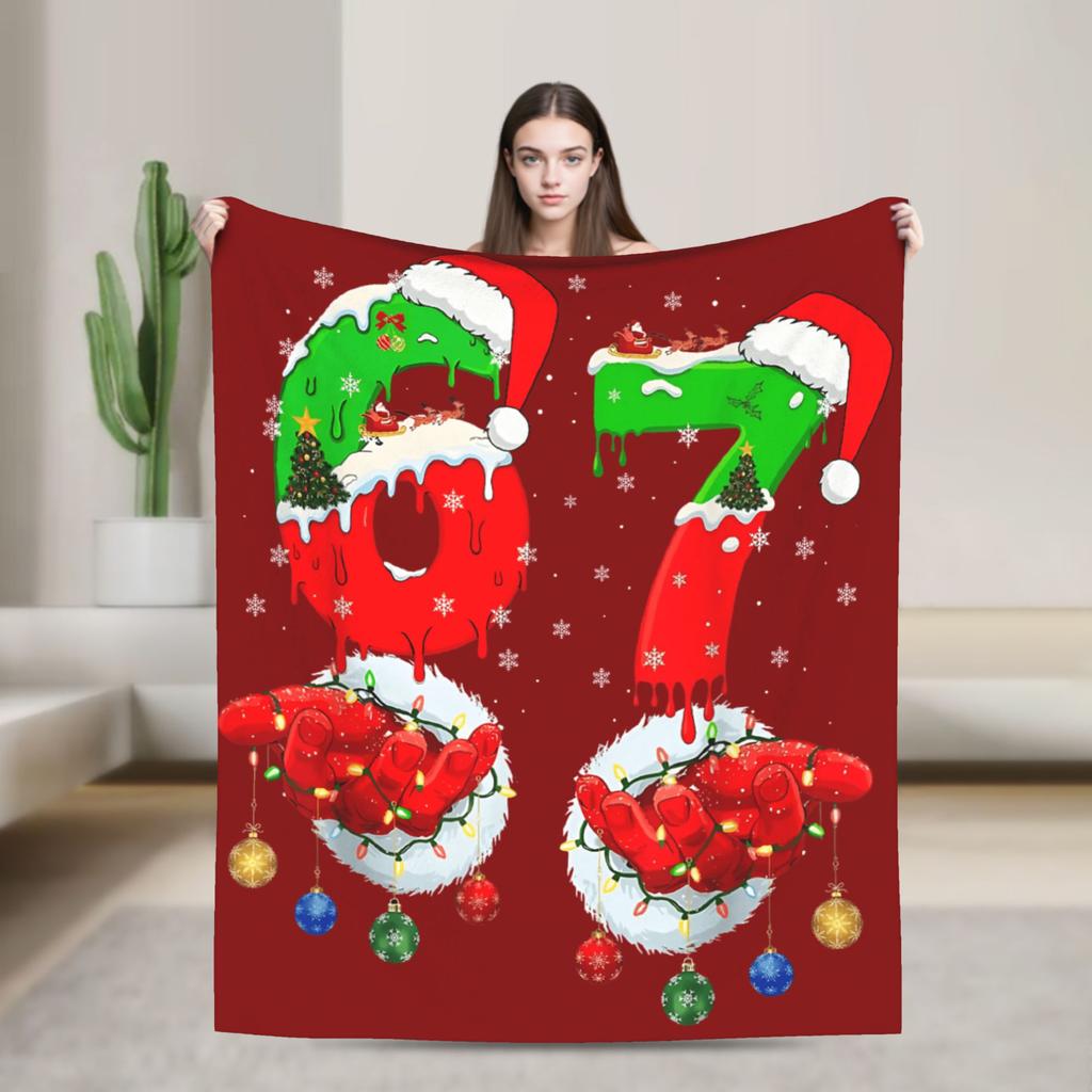 Super Soft Blanket Decorative Funny 67 Six Seven Meme Ice Cream Throw Blanket  Flannel Bedspread For Couch Chair Sofa Bed Cover