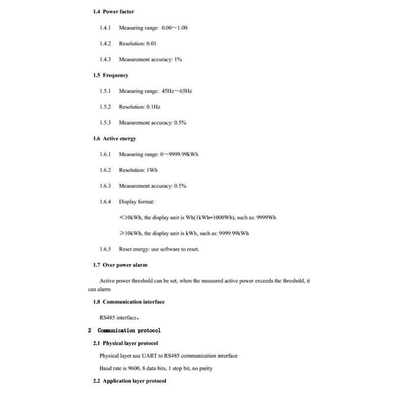 PZEM-004T Communication Module TTL Modbus-RTU AC Single Phase 100A Measure AC Voltage Current High Precision Durable