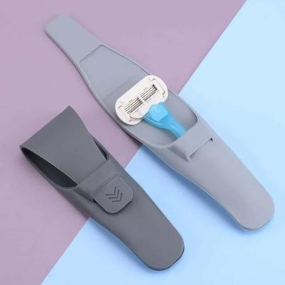 1 st Bärbar Silikon Rakhyvelhållare Box Manuell Rakapparat Skyddsfodral Bärbara Vattentäta Rakningstillbehör Rakhyvelförvaring