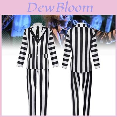 Striking Michael Keaton Striped Suit Full Set Halloween Cosplay Costume