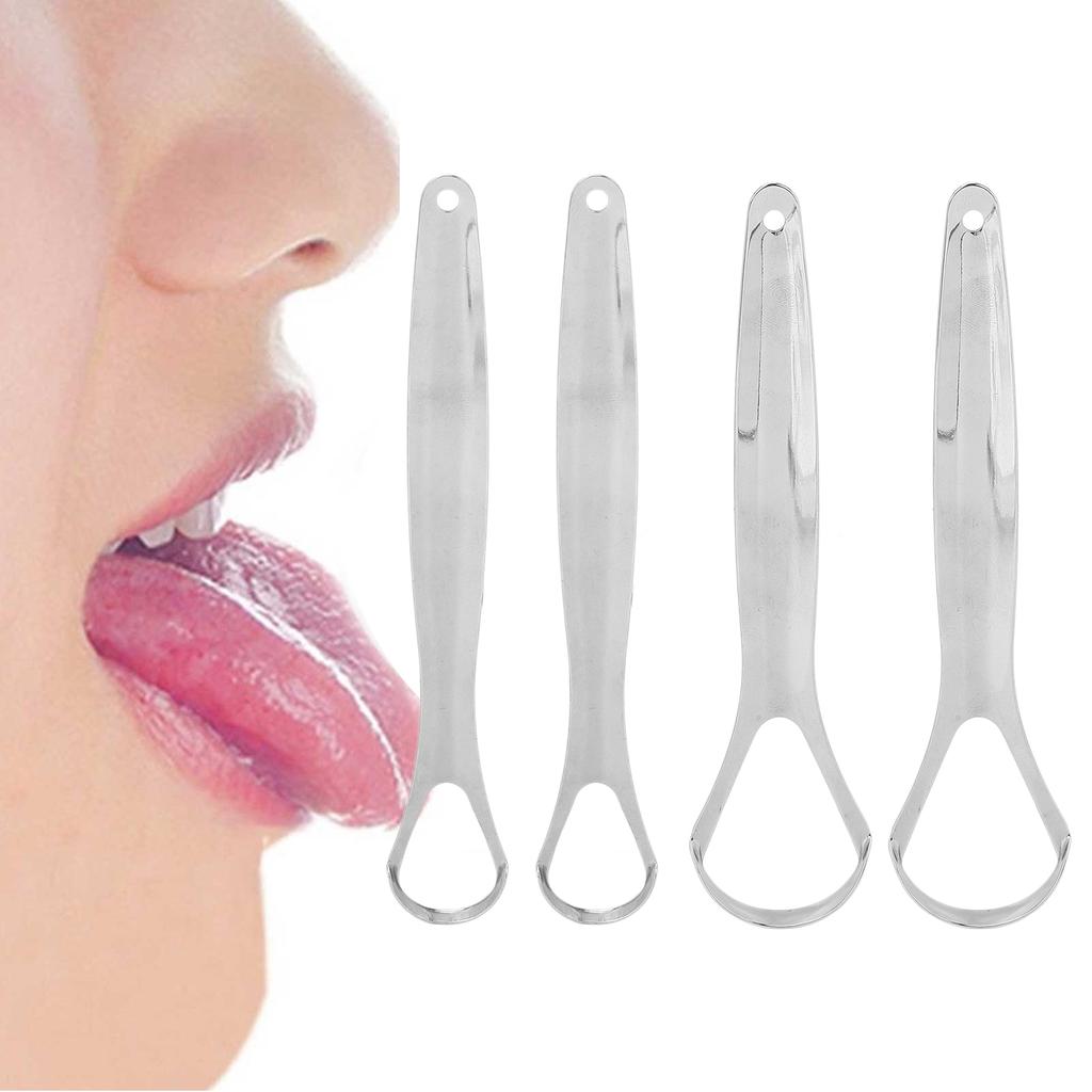 2pcs Adult Tongue Scraper Portable Reusable Stainless Steel Freshen Breath Tongue Cleaner