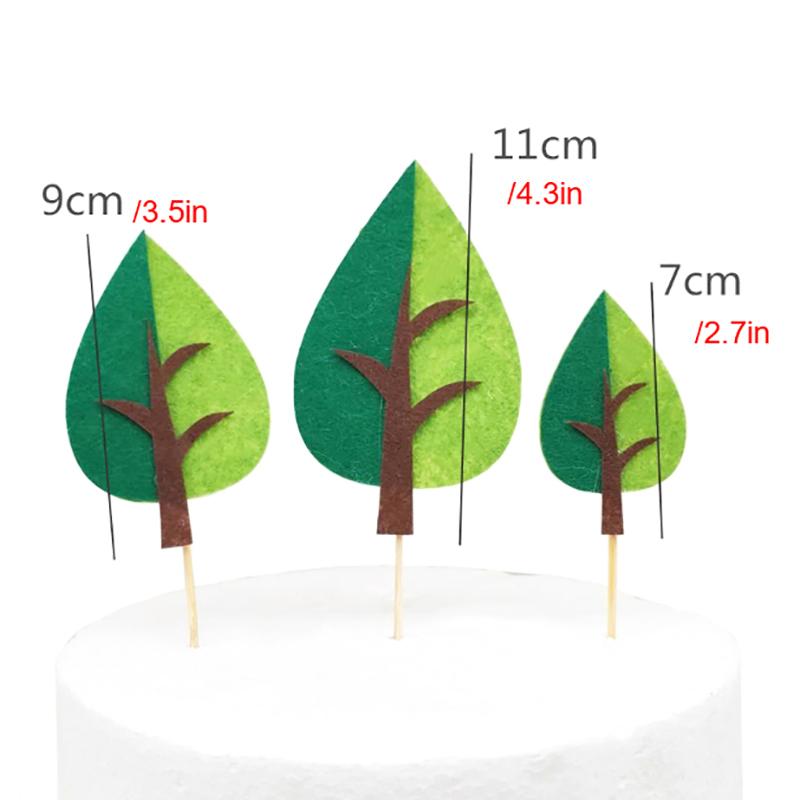 

3Pcs Cartoon Cake Plugin Tree Jungle Theme Party Decoration Birthday Dessert Cake Decoration