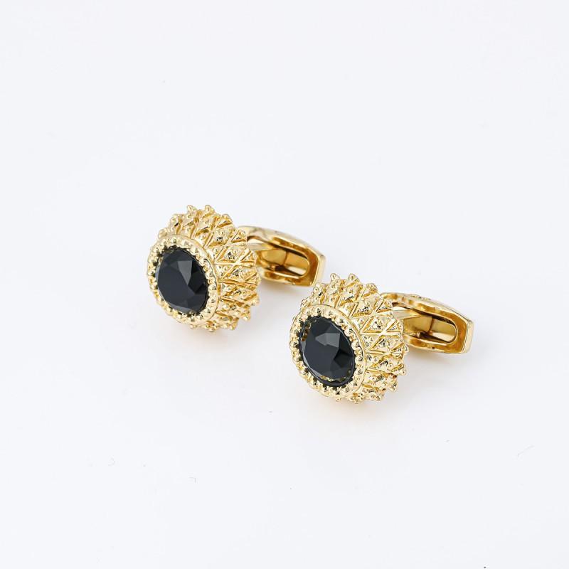 Electroplated Gold Glass Diamond High-end Men s French Shirt Cufflinks CS-0044 золотистый