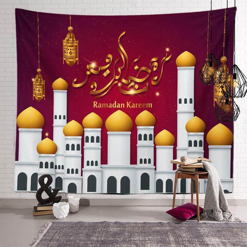 Tapestry Mubarak Eid Wall Hanging Decor Moon Star Muslim Background Ramadan