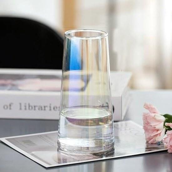 Vase Glass Stylish Single Stem Simple Flower Container Transparent Base Decorative Home Decor Height 15CM