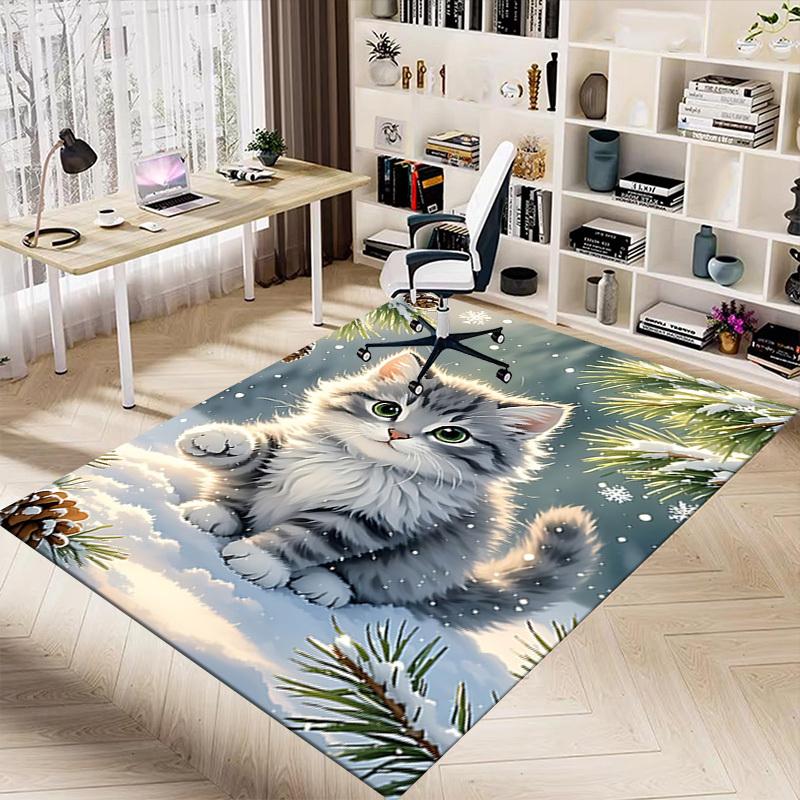 1PC cat snowflake Carpet Ultra Soft, Thick & Absorbent, Non Slip Machine Washable Mat for Entryway