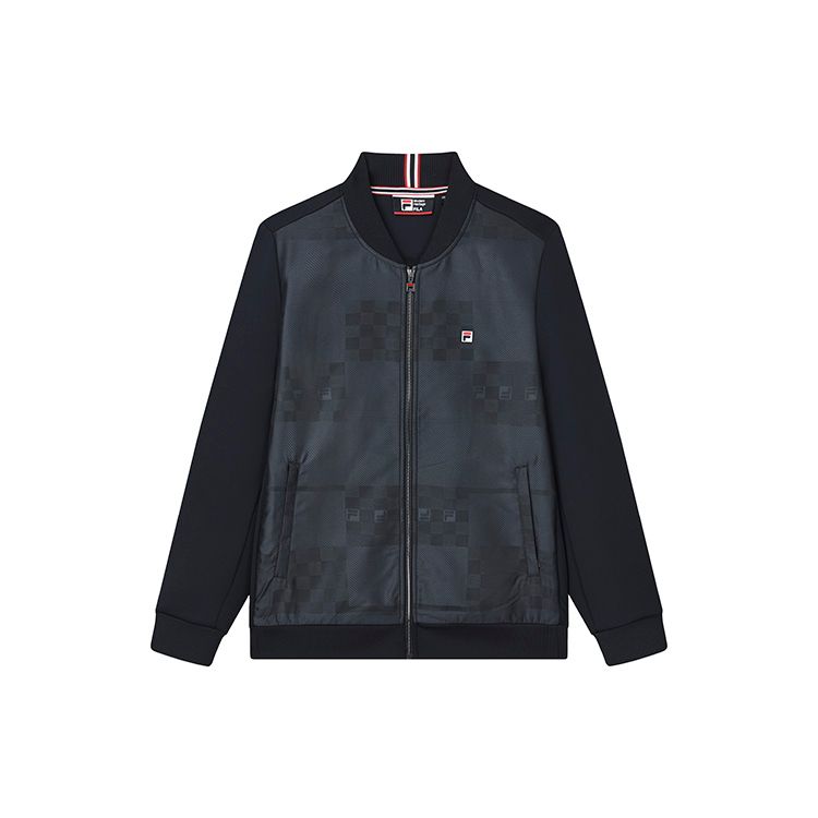 FILA Sports Logo Casual Knitted Jacket Men jackets Legendary-Blue F11M211508F-NV