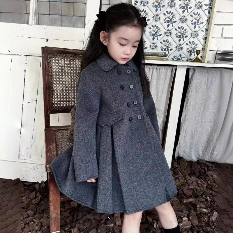 Girls Korean Double-sided Woolen Coat Children Clothing Spring Autumn Baby Stylish Children Woolen Coat