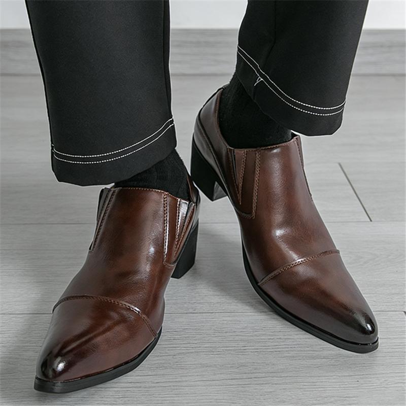 British Designer Gentleman New Pointed Chelsea Business Elevator Shoes For Men Fashion Dress Wedding Prom Homecoming Footwear