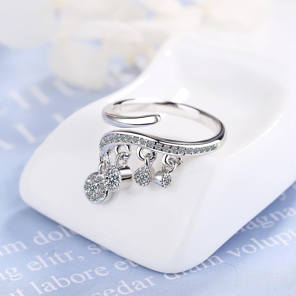 925 Silver Ring Shiny Cubic Zirconia Tassel Jewelry Charm Bohemia Minimalism Birthday Gift Femme Anillos Bague Femme Ring
