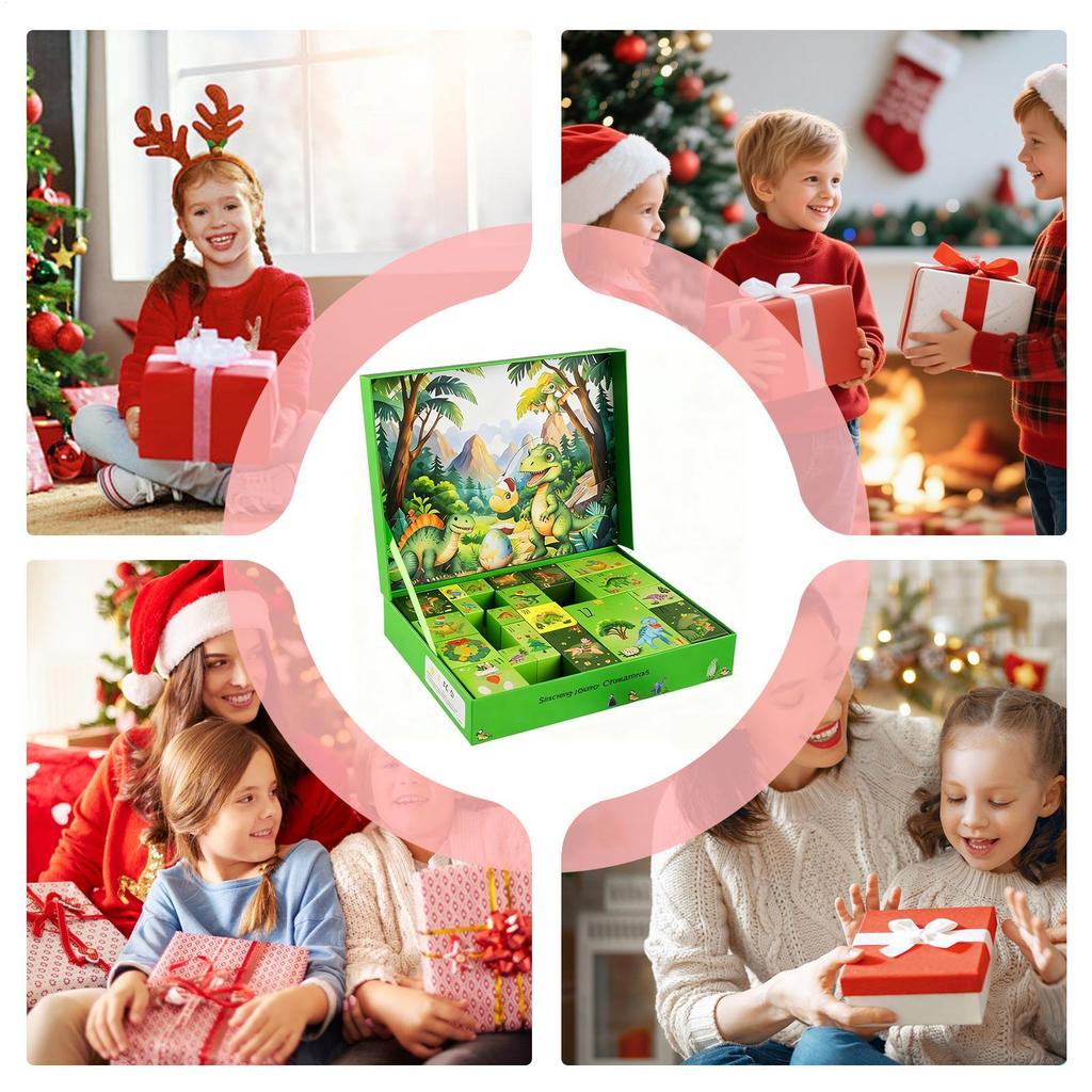 Dinosaur Christmas Advent 24 Days Toy Vehicle Countdown Calendar Car Toys for Kids Boys Girls Living Room Bedroom Study Family
