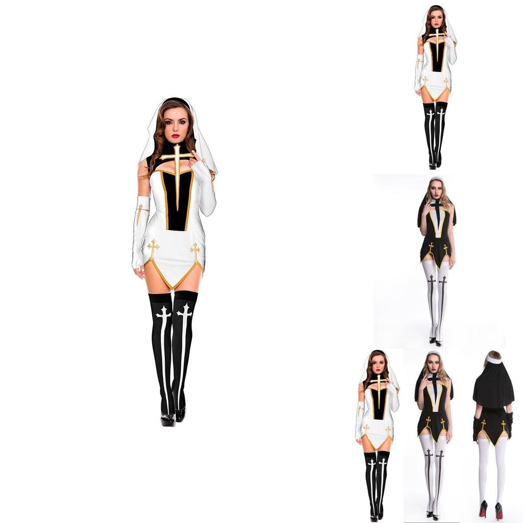 Eye-catching Naughty Nun Costume High Quality Black Fancy Dress For Women's Cosplay And Halloween